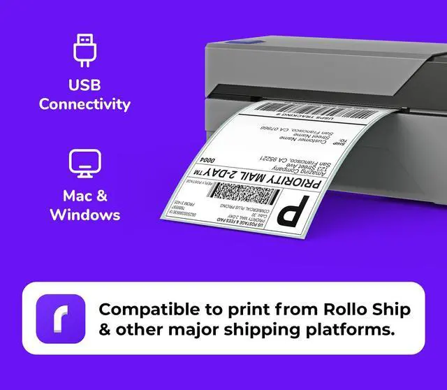 Alt view image 2 of 5 - Rollo USB Thermal Label Printer and Scale Bundle - High Speed Direct Thermal Printer for Shipping Packages