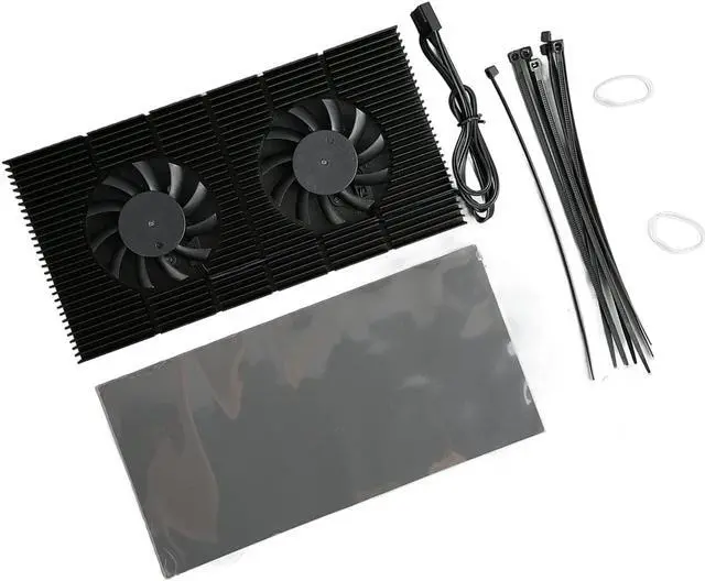 Main image of GPU Backplate Memory Radiator for RTX 3090 3080 3070 Graphics Cards, Dual Fan Design, with Thermal Pad Fast Heat Dissipation, 4 Pin Fan Interface, Aluminum Heatsink Cooler
