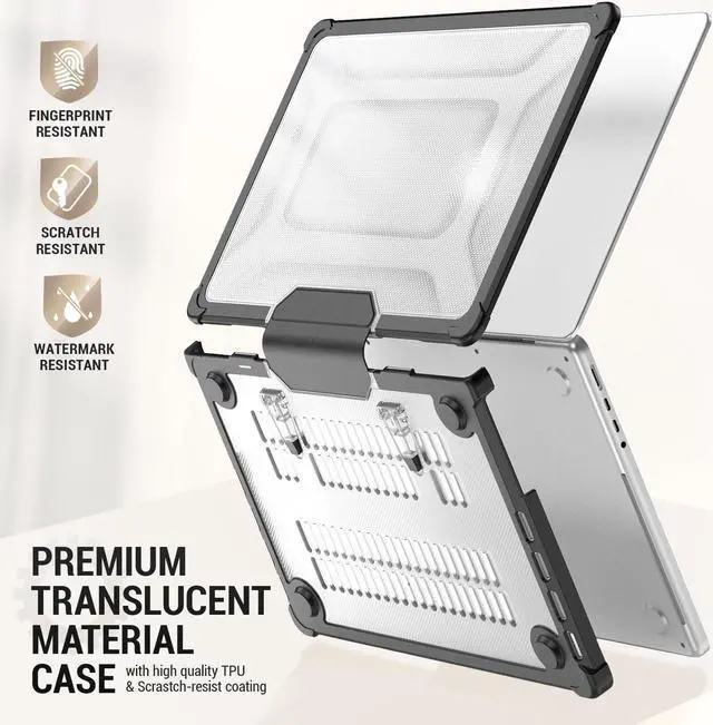 Alt view image 4 of 5 - SEYMAC stock Case for MacBook Pro 14 inch, Shock-Absorbing Protection with Folding Stand &Mouse Pad/Bag Case for MacBook Pro 14'' A3112 A3185 A3401 A2918 A2992 2779 2442 m4-m1 2024-2021,HardBlack