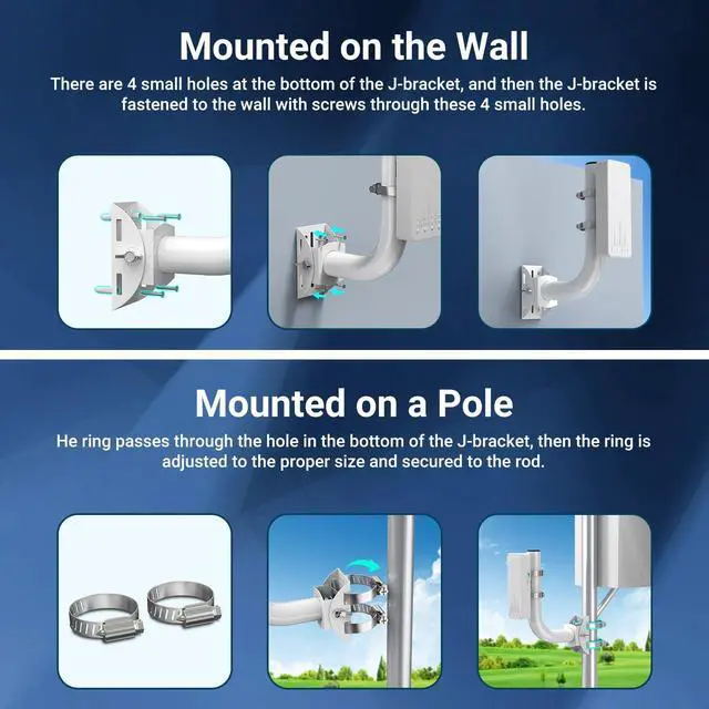 Alt view image 4 of 5 - NICGIGA Wireless Bridge Bracket Mount, Pole and Wall-Mounted Mount for Outdoor Point to Point AP Access Client Bridge CPE, 2-Pack