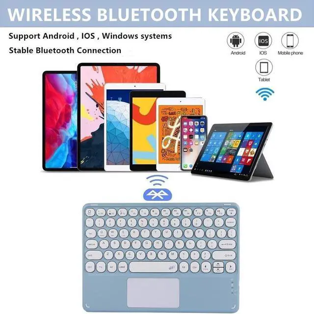 Alt view image 3 of 5 - Keyboard Case for iPad 9th 8th 7th Generation/Air 3 Pro 10.5 inch,Cute Round Key Touchpad Detachable Keyboard Case with Pencil Holder for iPad 10.2''/ iPad 10.5" (Dark Green)