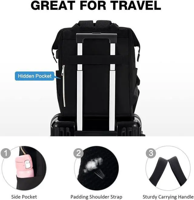Alt view image 5 of 5 - OIWAS Lunch Backpack for Women and Men, 15.6 inch Laptop Backpack with Insulated Compartment, Work Backpack with USB Port, Lunch Bag Suitable for Travel Work Picnics Hiking, Black