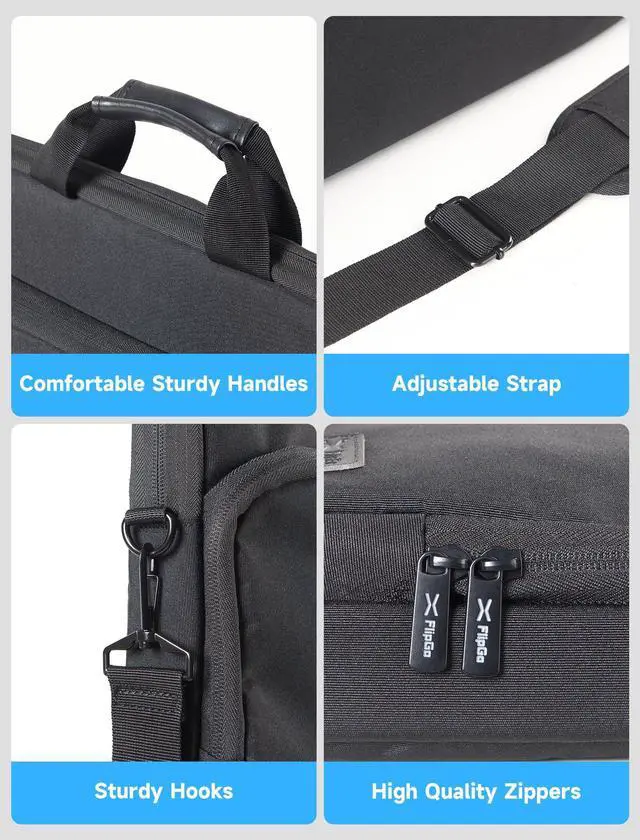 Alt view image 5 of 5 - JSAUX FilpGo Extended Screen Laptop Bag, Premium Durable Travel Business Laptop Case for Notebook Tablet Monitor, Black