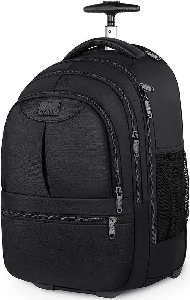 Main image of MATEIN Rolling Travel Backpack, Sturdy 17 Inch Laptop Bag with Wheels for Women Men, 30 L Wheeled Backpack Carry on Luggage Water Resistant Roller Computer Bag for Nurse Teacher Work, Black