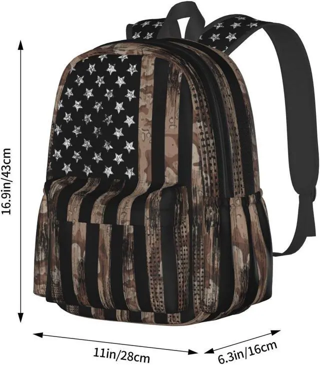 Alt view image 5 of 5 - sunwarshile Camo Vintage American Flag Backpack Book Bags Lightweight Casual Laptop Backpacks Travel Daypack For Man Woman