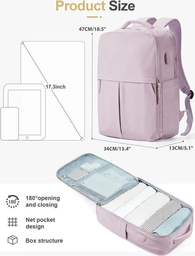 Alt view image 2 of 5 - suratio Large Travel Backpack Carry On Flight Approved for Women Men Carry On Backpack for Airplanes Mochila De Viaje Suitcase Backpack for Travel Personal Item Backpack Purple, Upgraded