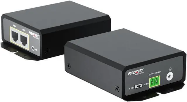 Main image of PROCET Gigabit PoE Splitter 12V/24V DC 25W, IEEE802.3af/at/PoE+ Compliant PoE+ Power Adapter, IP40, Work Temp -40°F to 149°F, 6KV Surge Protection, for Non-PoE terminals, PT-PD208GT