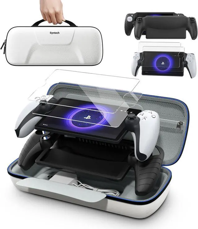 Main image of Syntech 3 in 1 Accessories Bundle for PS Portal with Portable Carrying Case, Silicone Cover and 2-Pack Screen Protector Compatible with PlayStation Portal Accessories, Tailored Protection Set