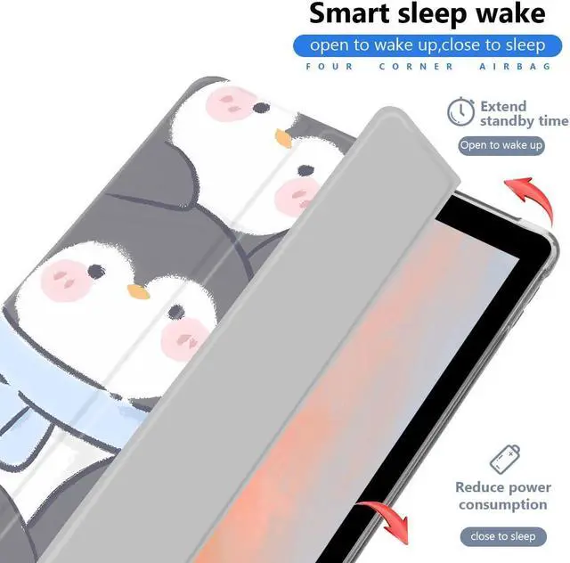 Alt view image 2 of 5 - JOYLAND Cute Cartoon Penguin Case for iPad 9th/7th/8th Generation(2021/2020/2019) 10.2 Inch with Pencil Holder, Trendy Smart Stand Foldable Leather Protective Cover, Auto Wake/Sleep
