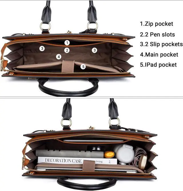 Alt view image 2 of 5 - Telena Womens Leather Laptop Bag Shoulder Tote Briefcase for Women Large Capacity Handbag