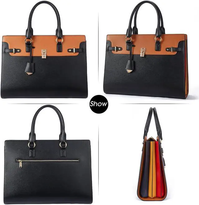 Alt view image 3 of 5 - Telena Womens Leather Laptop Bag Shoulder Tote Briefcase for Women Large Capacity Handbag