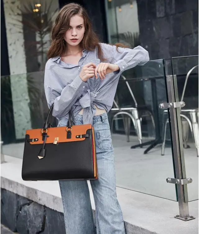 Alt view image 5 of 5 - Telena Womens Leather Laptop Bag Shoulder Tote Briefcase for Women Large Capacity Handbag