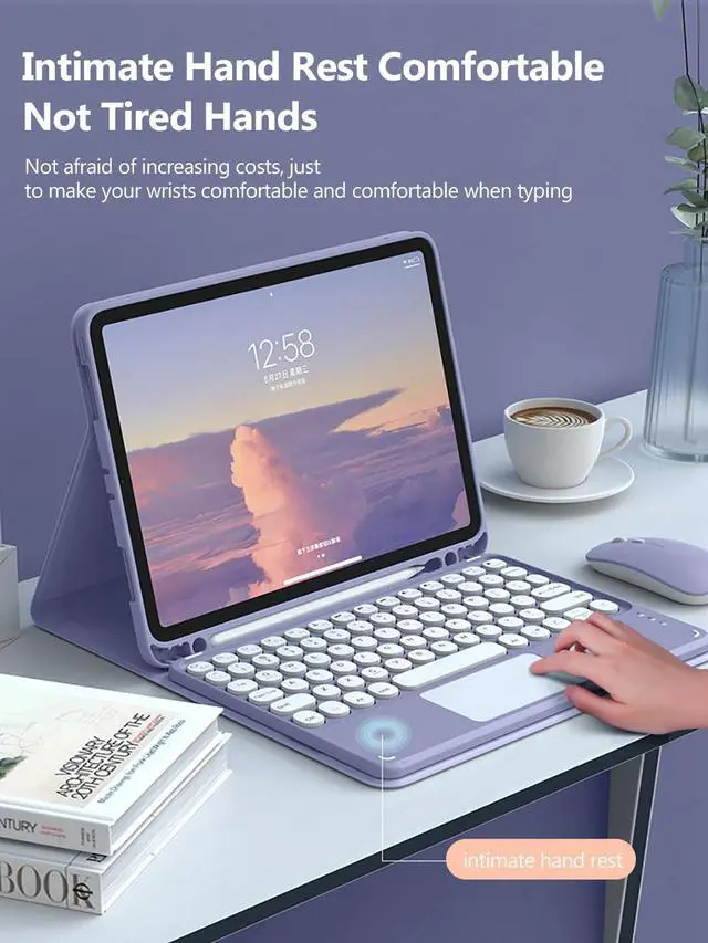Alt view image 2 of 5 - QYiiD Keyboard Case with Touchpad for iPad Pro 13-inch (M4) 2024, Smart Keyboard Folio Cover with Pencil Holder, Multi-Touch Trackpad, Detachable Keyboard for iPad Pro13 inch (2024), Yellow