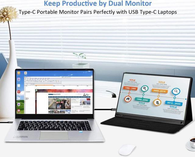 Alt view image 3 of 5 - TOPOSH Portable Monitor 15.6 USB Type-C Full HD 1080 IPS USB C Portable Monitor Built-in Dual Speakers Compatible with Laptop Computer Raspberry pi Gaming Monitor for PS5 PS4 PS3 Xbox