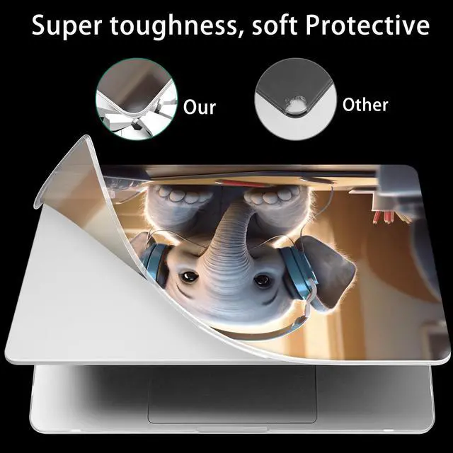Alt view image 4 of 5 - Tuiklol Case for MacBook Air 15 inch 2025 2024 2023 Model A3241 M4 / M3 A3114 / M2 A2941, Bracket Hard Shell Case with Keyboard Cover for MacBook Air 15.3 Cover, Elephant
