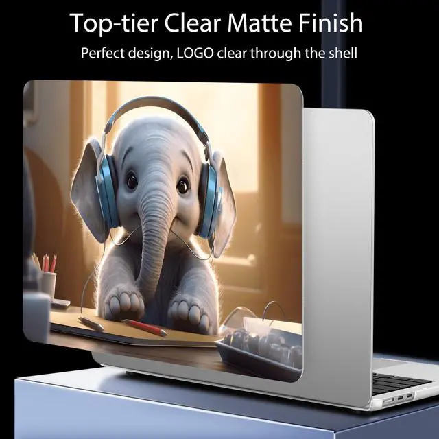 Alt view image 5 of 5 - Tuiklol Case for MacBook Air 15 inch 2025 2024 2023 Model A3241 M4 / M3 A3114 / M2 A2941, Bracket Hard Shell Case with Keyboard Cover for MacBook Air 15.3 Cover, Elephant