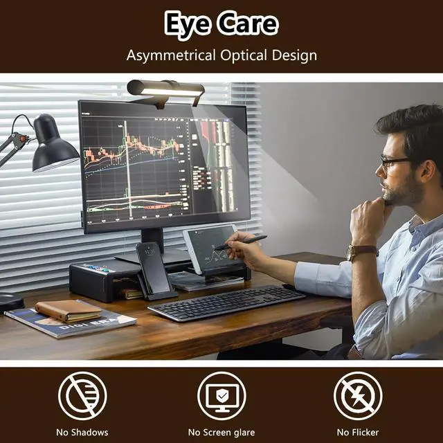 Alt view image 2 of 5 - RAPOBO Monitor Light Bar, Screen Light Bar, PC light, Desk Lamp for Eye Caring, Space Saving with Remote Control, Adjustable Color Temperature, Backlight, USB Powered LED for Home Office Work (Remote)