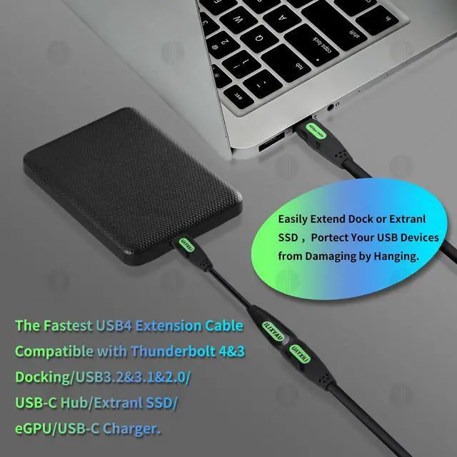 Alt view image 4 of 5 - UAYXILI USB 4 Cable Set Compatible with Thunderbolt 4/3 Cable,Support 240W Fast Charging Cable,40Gbps Data Transfer, 8K60hz Video,Thunderbolt 4 Cable for iPhone 15,Docking,Latop,SSD,Hub