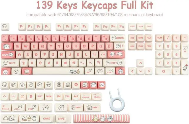 Alt view image 3 of 5 - TYRIXKI PBT Keycaps 139 Keys MOA Profile Cute Keycaps Dye-Sublimation Pink Kawaii Anime Keycap Set Custom Keycap for Cherry Gateron MX Switches Mechanical Keyboards