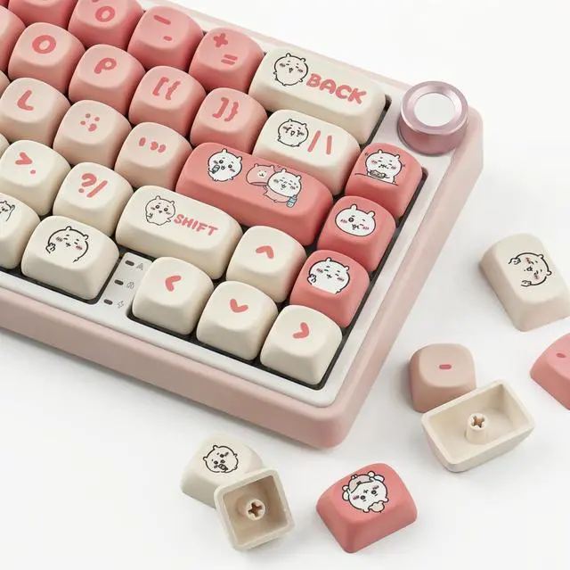 Alt view image 2 of 5 - TYRIXKI PBT Keycaps 139 Keys MOA Profile Cute Keycaps Dye-Sublimation Pink Kawaii Anime Keycap Set Custom Keycap for Cherry Gateron MX Switches Mechanical Keyboards