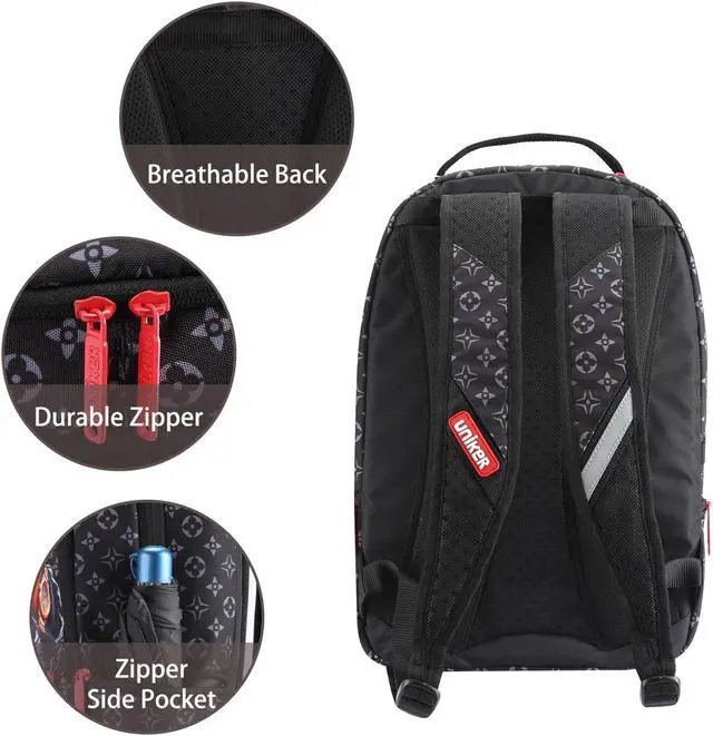 Alt view image 3 of 5 - UNIKER Travel Laptop Backpack,Graffiti Backpack for Work,Designer Laptop Backpack for 15.6 Inch,Water Resistant Backpack Computer Bag,Fortune Bear