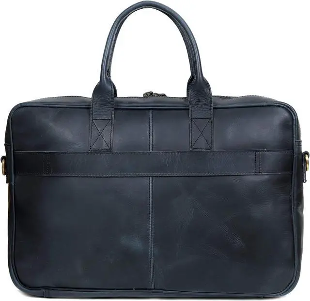 Alt view image 3 of 5 - Vintage Handmade Leather Travel Messenger Office Crossbody Bag Laptop Briefcase Computer College Satchel Bag (16" Blue)