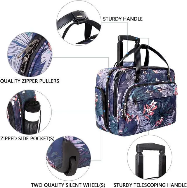 Alt view image 2 of 5 - VANKEAN Rolling Laptop Case for Women, Premium Travel Bag Fits Up to 15.6 Inch Laptop Carry on Briefcase Water-Proof Overnight Computer Bags with RFID Pockets