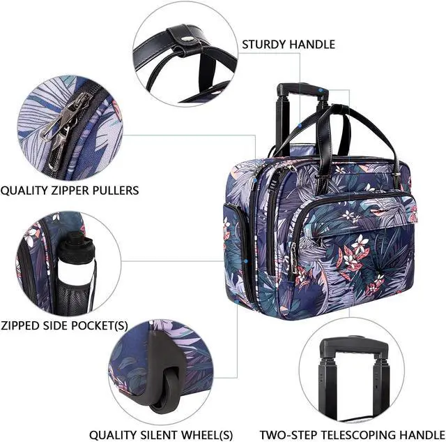 Alt view image 5 of 5 - VANKEAN Rolling Laptop Case for Women, Premium Travel Bag Fits Up to 15.6 Inch Laptop Carry on Briefcase Water-Proof Overnight Computer Bags with RFID Pockets