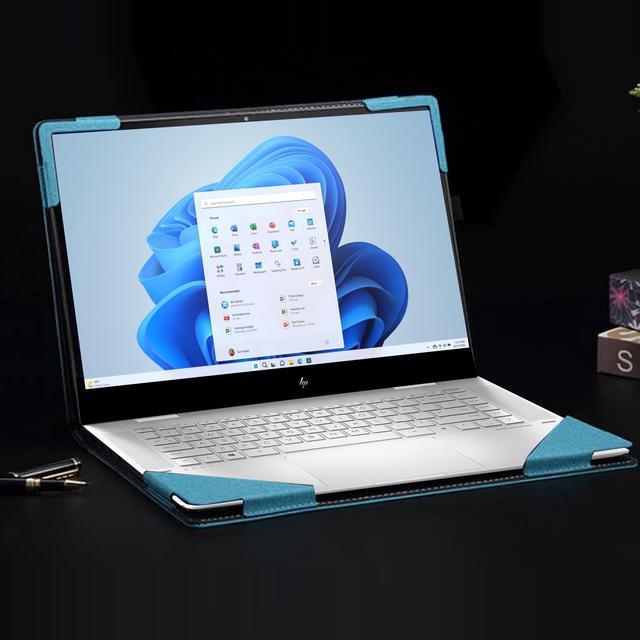 Alt view image 2 of 5 - Laptop Cover for HP Envy x360 Laptop 15t /15z-XXX/ 15-ed/15-er/15-ep/15-fe/15-ew/15-fh/15t-es100 All Inclusive Drop Case 15.6" PU Leather Inside Pocket Cover (15.6inch, Sky Blue)