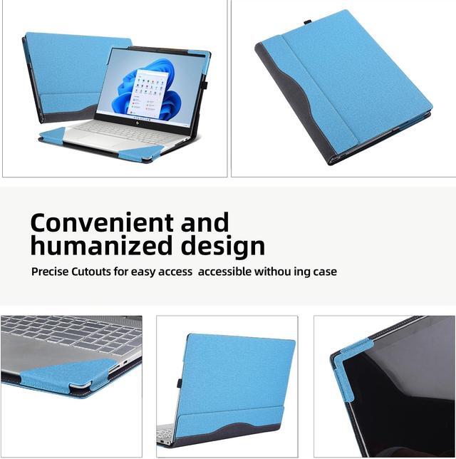 Alt view image 3 of 5 - Laptop Cover for HP Envy x360 Laptop 15t /15z-XXX/ 15-ed/15-er/15-ep/15-fe/15-ew/15-fh/15t-es100 All Inclusive Drop Case 15.6" PU Leather Inside Pocket Cover (15.6inch, Sky Blue)