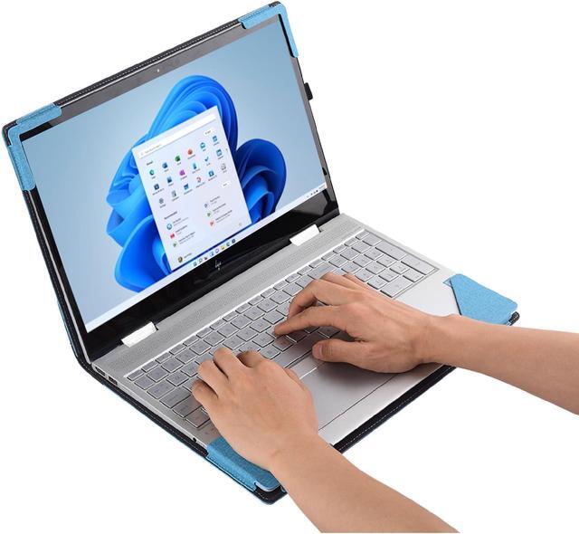Alt view image 5 of 5 - Laptop Cover for HP Envy x360 Laptop 15t /15z-XXX/ 15-ed/15-er/15-ep/15-fe/15-ew/15-fh/15t-es100 All Inclusive Drop Case 15.6" PU Leather Inside Pocket Cover (15.6inch, Sky Blue)