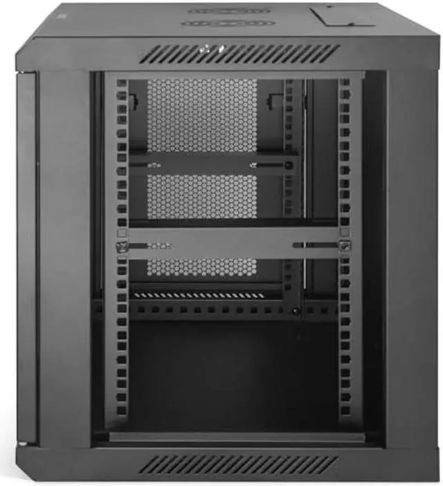 Alt view image 3 of 5 - Professional Grade Welded Unibody 9U Wall Mount Network Cabinet, No Assembly Needed, 450mm Deep, Lockable, High 440 lbs Capacity, Ventilated, Ideal for NAS and Servers