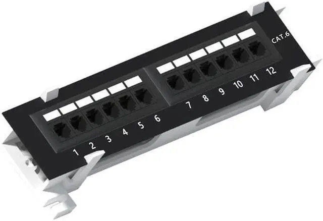 Main image of 1U 12 Ports Cat6 Wallmount Patch Panel, UTP Ethernet Patch Panel with RJ45 Cat6 Adapter Patch Panel