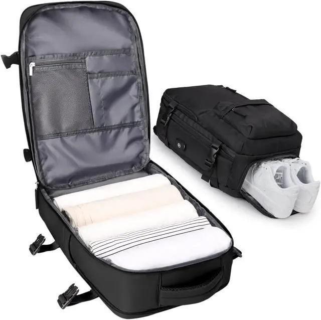 Main image of VGCUB Large Travel Backpack Bag for Women Men,Carry on Backpack,17 Inch Laptop Business Work Waterproof Backpack with Laptop Compartment,Person Item Flight Approved,Mochila de Viaje,Black Large