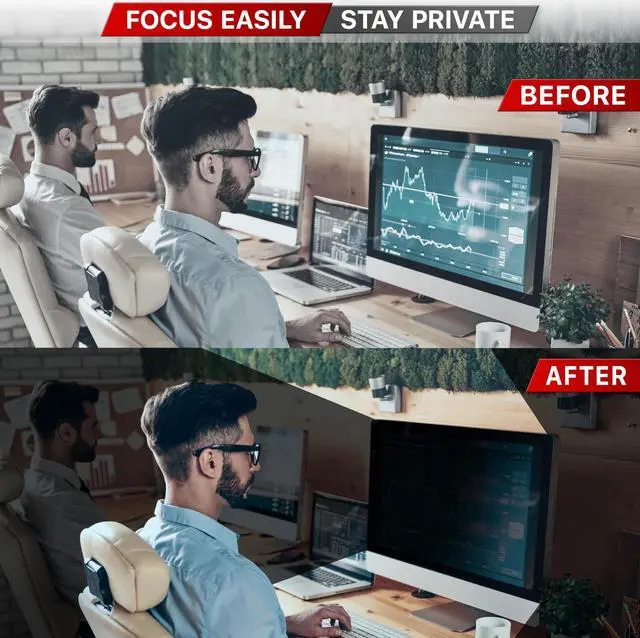 Alt view image 2 of 5 - VINTEZ [1 Pack] 21.5 Inch 16:9 & [1 Pack] 14 Inch 16:9 Computer Privacy Screen Filters for Widescreen Monitors - Anti-Glare - Anti-Scratch Protector- Desktop Privacy Screen Bundle