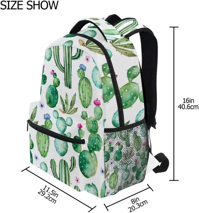 Alt view image 2 of 5 - Wamika Watercolor Cactus Backpacks for Girls Kids Boys Tropical Desert Plant Cacti School Book Bags Waterproof Student Laptop Backpack College Carrying Bag Casual Lightweight Travel Sports Day packs