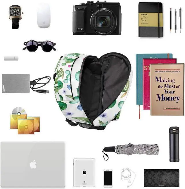 Alt view image 5 of 5 - Wamika Watercolor Cactus Backpacks for Girls Kids Boys Tropical Desert Plant Cacti School Book Bags Waterproof Student Laptop Backpack College Carrying Bag Casual Lightweight Travel Sports Day packs