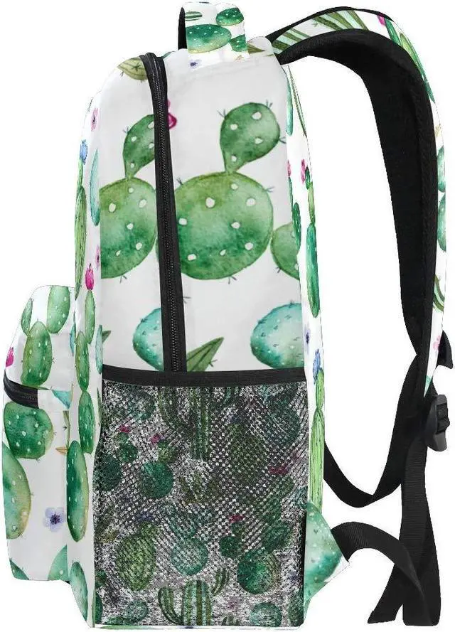 Alt view image 4 of 5 - Wamika Watercolor Cactus Backpacks for Girls Kids Boys Tropical Desert Plant Cacti School Book Bags Waterproof Student Laptop Backpack College Carrying Bag Casual Lightweight Travel Sports Day packs