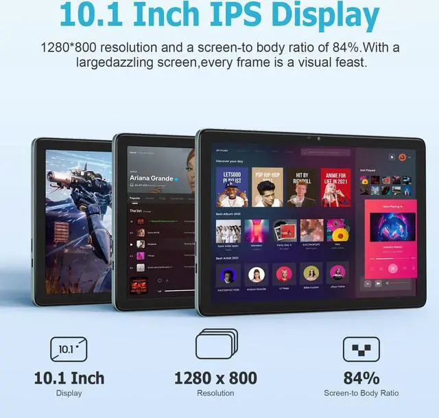 Alt view image 2 of 5 - WDYQJE 10.1 Inch Android Tablet, Android 14 Tablets with 128GB+8(4+4 Expand) GB, 2.4+5G WiFi Tablet PC with FHD IPS Touch Screen, Dual 13MP+5MP Camera, Dual Stereo Speakers, Bluetooth5.0, GPS