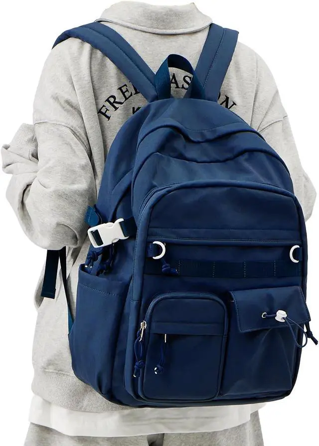 Main image of weradar High School Backpack For Women Men,Aesthetic College Backpack With Lots of Pockets,Lightweight Middle School Bag For Teens Girls Boys,Cute Bookbag(Blue)