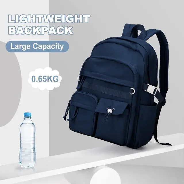 Alt view image 5 of 5 - weradar High School Backpack For Women Men,Aesthetic College Backpack With Lots of Pockets,Lightweight Middle School Bag For Teens Girls Boys,Cute Bookbag(Blue)