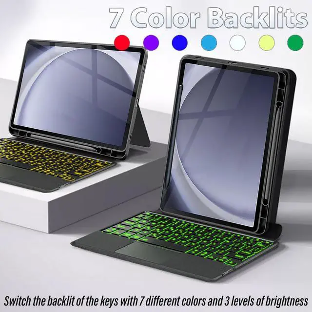 Alt view image 5 of 5 - Wineecy Backlit Touchpad Keyboard Case for Samsung Galaxy Tab A9 Plus 11 inch 2023, Backlight Multi-Angle Kickstand,Portrait/Landscape Stand Detachable Magnetic Cover Case for Tab A9+ (X210/X216/X218)