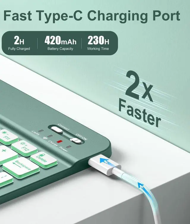 Alt view image 3 of 5 - Hamile Keyboard Case for iPad 11th 10th Generation - 7 Colors Backlit Wireless Detachable Folio Keyboard Cover with Pencil Holder for iPad 11-inch A16 2025 10th Gen 10.9 Inch 2022 (Midnight Green)