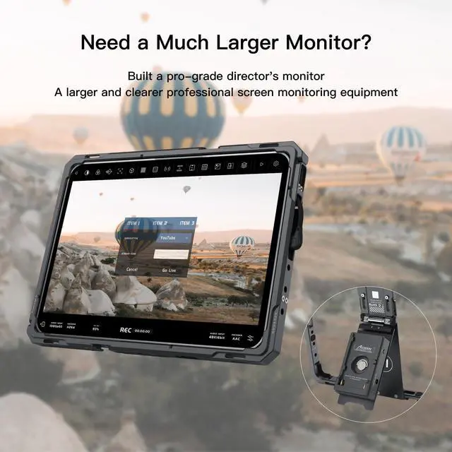 Alt view image 2 of 5 - Accsoon PowerCage II for iPad 7,8,9,10,11, Air 3,4,5,6,7 iPad Pro 10.5 inch,11inch Gen1,2,3,4(M4) with NP-F Battery Plate Adapter, 1/4'' Screw Hole Protective Cage, Use SeeMo/4K/CineView to Livestream