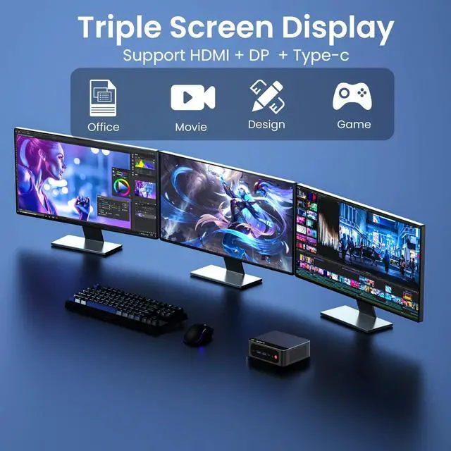 Alt view image 4 of 5 - Beelink Mini PC AMD Ryzen 7 5850U Up to 4.4GHz 8C/16T, SER5 PRO Mini Computer with 32GB DDR4 RAM 1TB M.2 SSD, Support 4K Triple Screen Display(HDMI+DP+Type-C)/WiFi6/BT5.2/Gigabit LAN/Home/Office