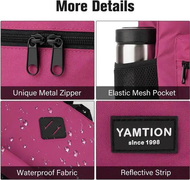 Alt view image 3 of 5 - YAMTION Laptop Backpack,Bookbag for Women and Teen Girls School Backpack with USB Port for College Work