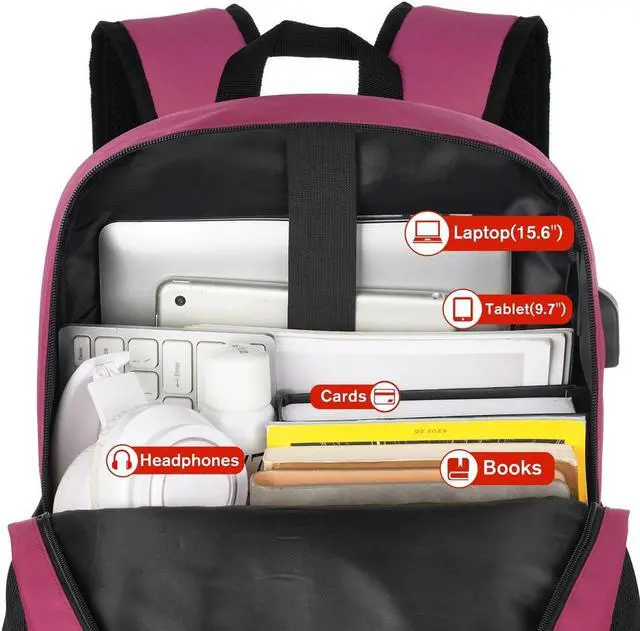 Alt view image 4 of 5 - YAMTION Laptop Backpack,Bookbag for Women and Teen Girls School Backpack with USB Port for College Work