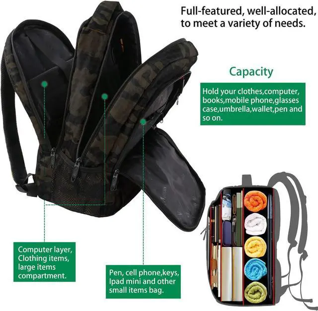 Alt view image 4 of 5 - MATEIN 15.6 Inch Laptop Backpack, Sturdy Business Travel Laptop Bagpack with USB Charging Port, Sturdy Carry On Water-Resistant Daypack for Work College Bookbag Men Women Computer Backpack