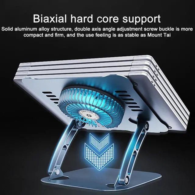 Alt view image 5 of 5 - YOVDA Laptop Cooler Cooling Pad Stand - Slim Ergonimic Laptop Stand for Desk, 3 Speed Cooling Fan Adjustable Height Laptop Cooling Stand for MacBook 11-15.6 Inch (Silver), YT628-2