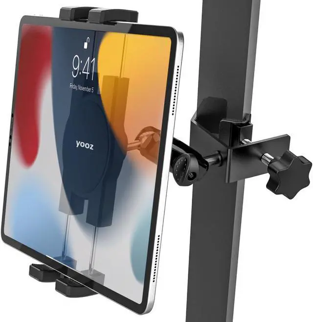 Main image of Golf Cart Tablet Holder, Square Tube Tablet Phone Mount for Yamaha/Club Car/EZGO [Stable & Durable] Golf Metal Clamp for iPad Pro Air Mini, Galaxy Tabs, Fire, iPhone, 4-12.9"